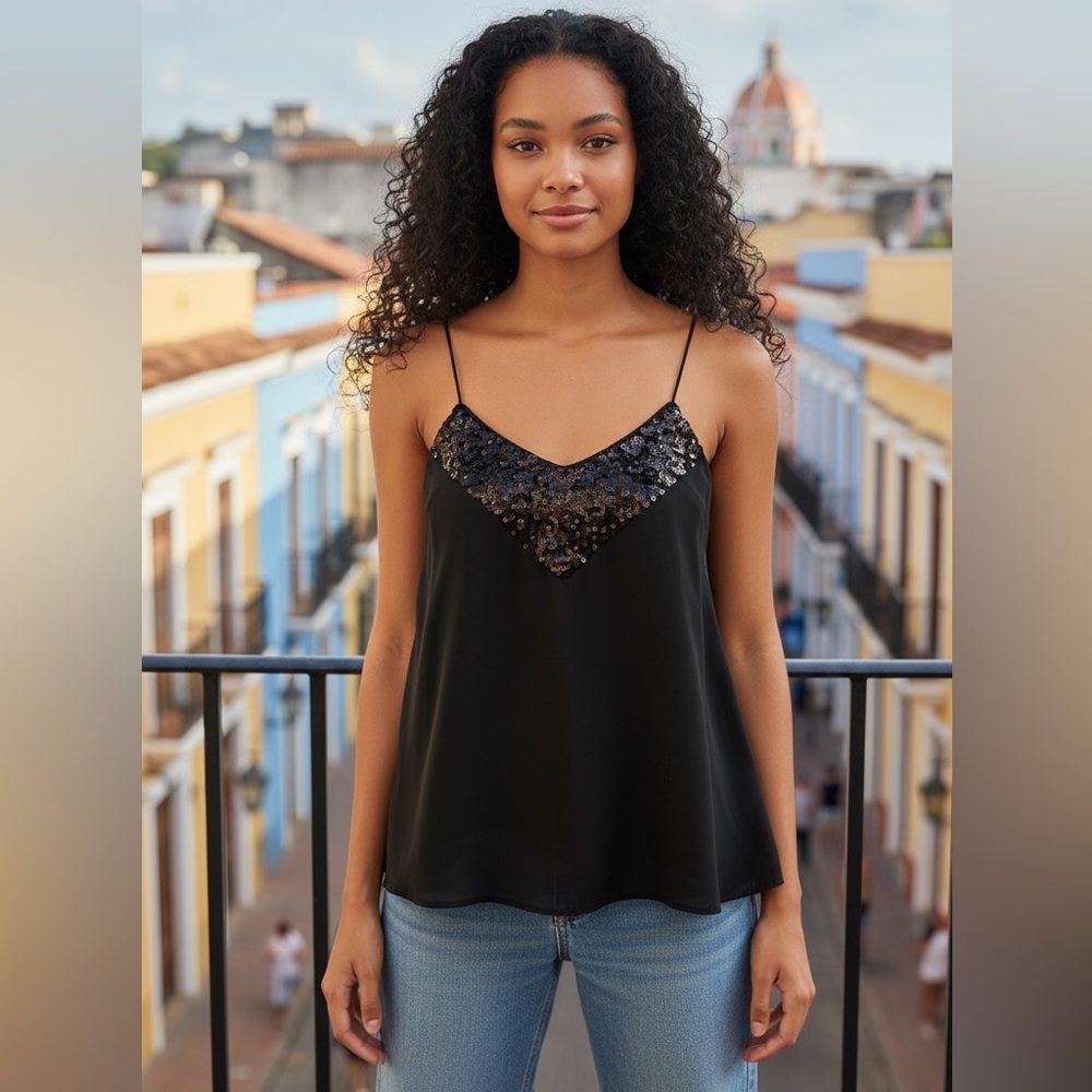 New Years Eve 🥂Black Asymmetrical Cut Out Camisole